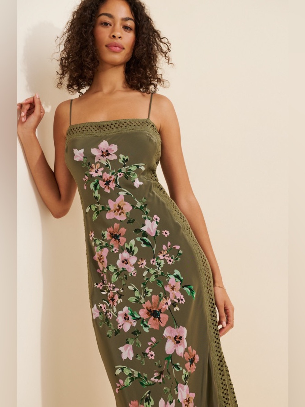 NWT Bec+Bridge Camelia Maxi Dress Olive Gardenia Floral